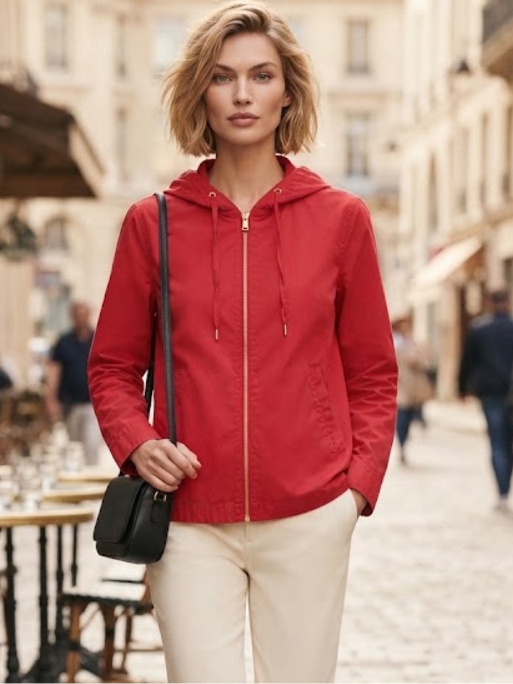 J. Crew soft zipper hooded red jacket